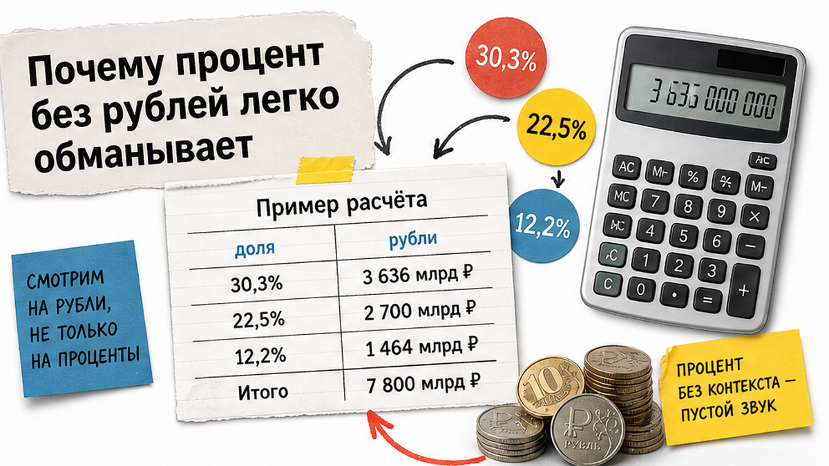 Расчёт доли нефтегазовых доходов в федеральном бюджете